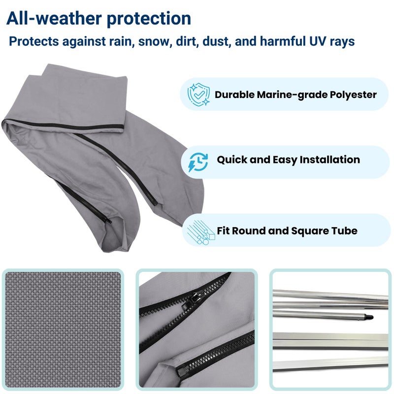 Savvycraft Bimini Top Storage Boot 91"-96" Width Grey Color, Waterproof UV Protection Bimini Top Replacement Boot, Fit Round and Square Tube - Image 2
